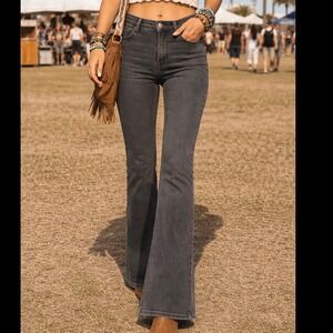 We The Free Free People Penny Flare Jeans Faded Black High Rise Denim 27 Long